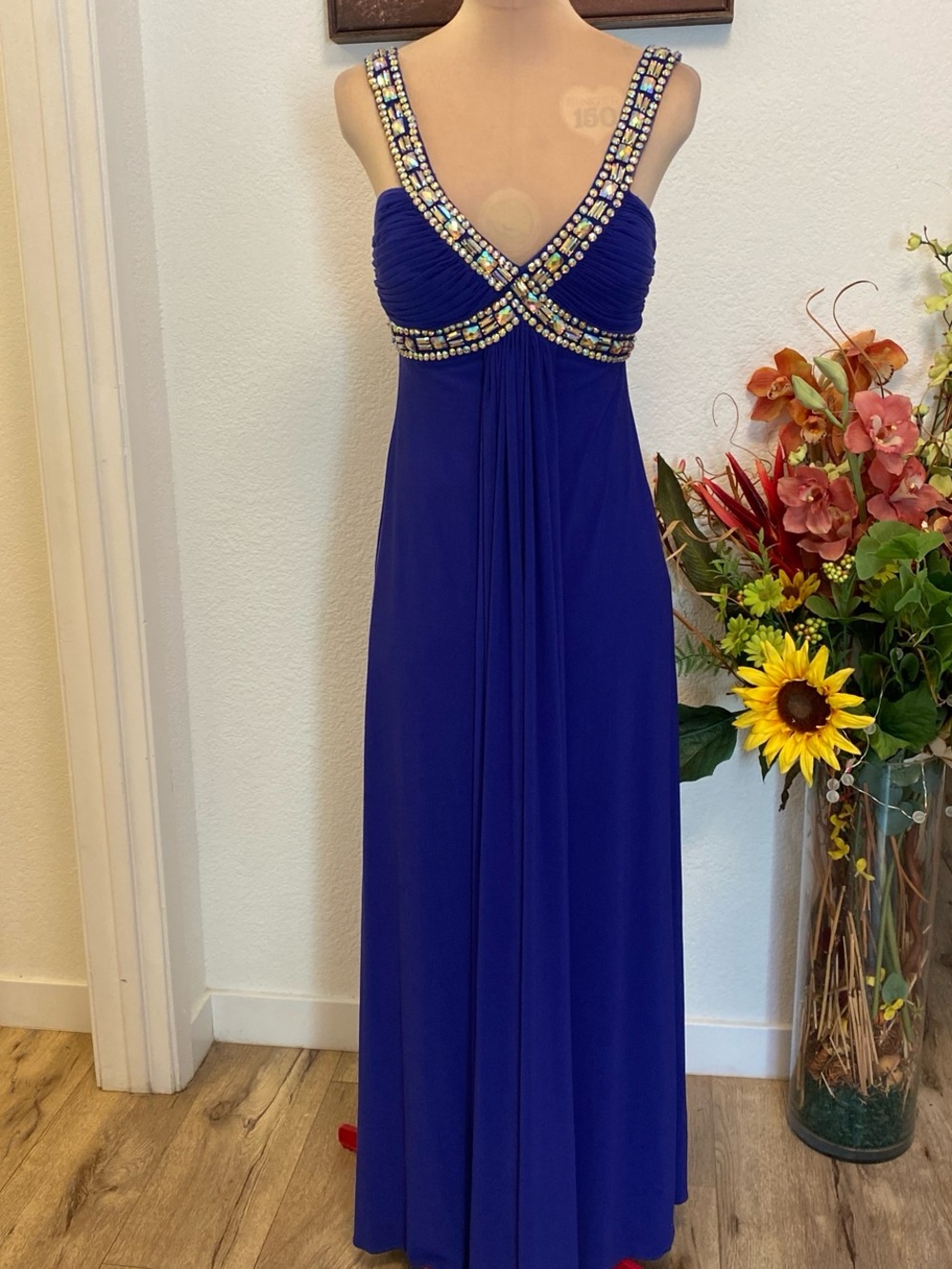 Embellished Size 4 Royal Blue Evening Gown